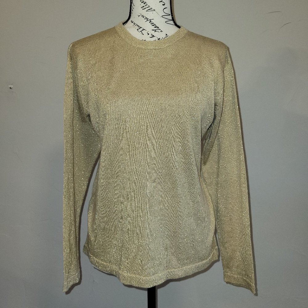 Anna Gray Gold Shimmer Sweater Top, size L